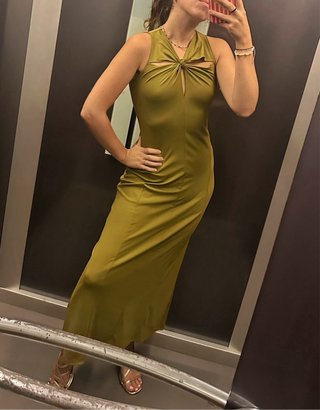 Vestido Midi Verde Oliva Easy Wear Talla S