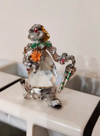 Statuina Clown vintage in Metallo e Cristallo