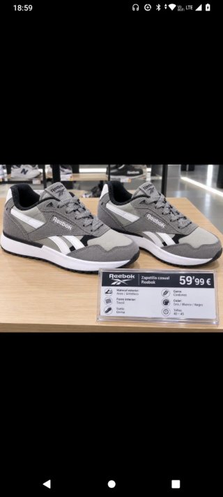 Zapatillas Reebok Gris y Blanco
