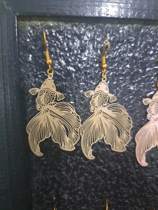 Pendientes Artesanales Pez beige
