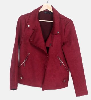 Chaqueta de ante tipo biker roja Sfera