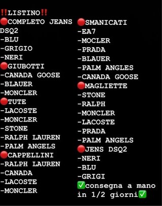 Selezione di abbigliamento firmato