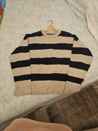 Jersey de rayas negro y beige