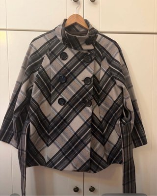 Chaquetón de lana a cuadros Zara Talla L