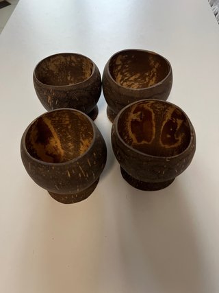 Set x4 Tazze / Calici di Cocco Naturale