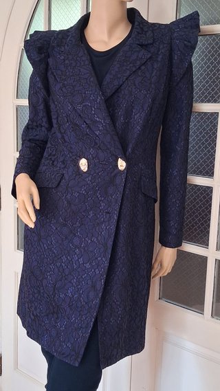Chaqueta larga fantasía azul y morada