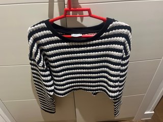 Camiseta Bershka Rayas Blanco y Negro XS