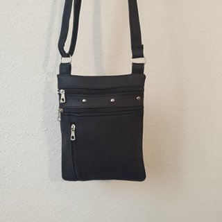 Bolso bandolera negro polipiel impermeable 23x20