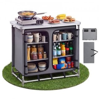 Cocina de camping y mesa de aluminio, con 6 baldas