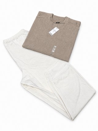 Pijama Tezenis Beige y Blanco Talla L (2)