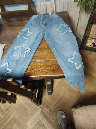 Pantalón Vaquero Pierna Ancha con Estrellas