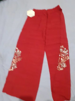 Pantalón Palazzo Rojo con Bordados