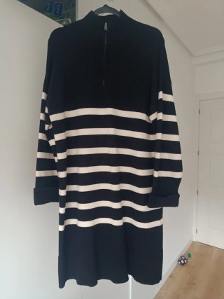Vestido de punto rayas negro y blanco XL