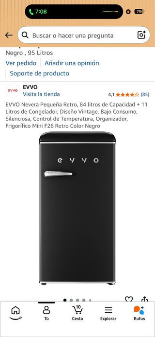 Nevera Pequeña EVVO F26 Retro Negra