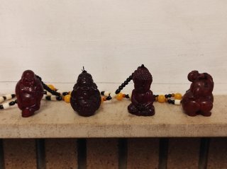 Pulsera escapulario Buda madera noble negra y roja