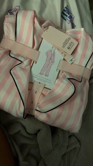 Pijama Victoria's Secret Rayas Rosa