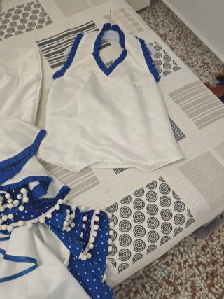Conjunto de Flamenca Blanco y Azul