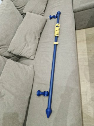 Barra cortina in legno blu 130 cm con anelli