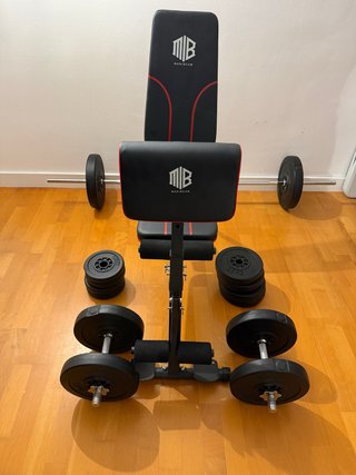 Banco de Musculación y Set de Pesas