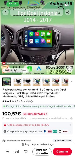 Radio Pantalla para Opel Insignia 2014-2017
