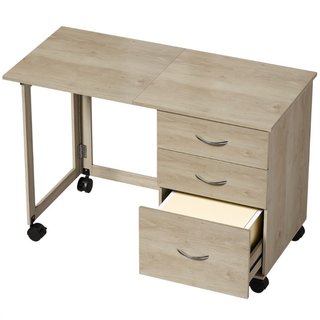 Mesa plegable de oficina con 3 cajones, aglomerado