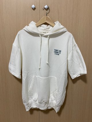 Sudadera m/c Blanca c/capucha Pull & Bear. Nueva