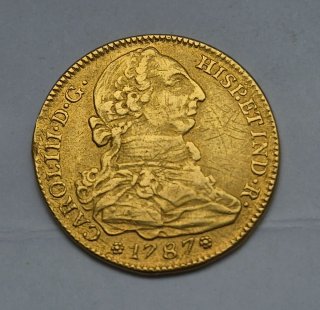 Moneda 8 Escudos Oro Carlos III 1787 Madrid