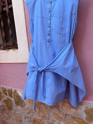 Vestido Camisero Azul Zara Talla M