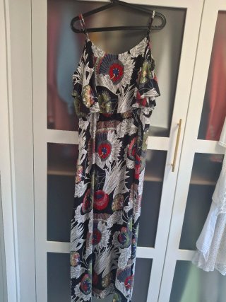Vestido largo de tirantes estampado