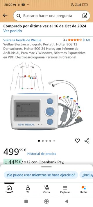 Holter ECG portátil 24h 12 derivaciones