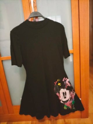 Vestido Desigual Negro con Estampado