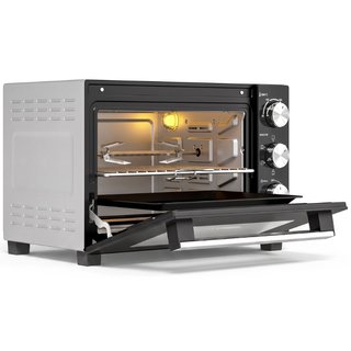 Horno eléctrico y tostador de acero y vidrio, 28 L
