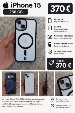 iPhone 15 256GB Blanco SE VENDE O CAMBIA