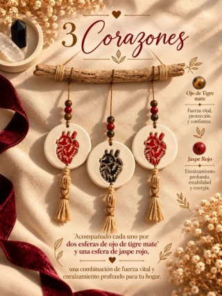 Decoración de Pared con 3 Corazones Anatómicos