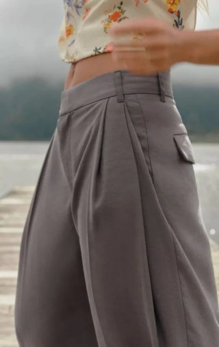 Pantalón Ancho Gris Zara