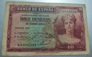 Billete 10 Pesetas Banco de España 1935