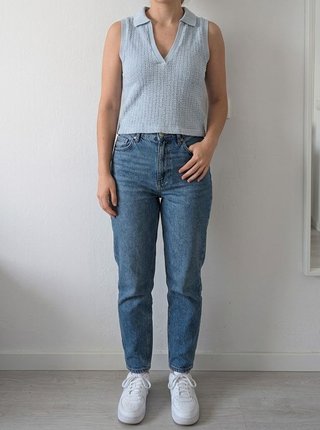 Top chaleco de punto azul Stradivarius