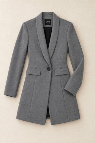 Abrigo de paño gris Zara Talla XS