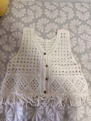 Chaleco de Crochet Color Crema