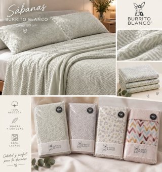 Sábanas Burrito Blanco 180 cm