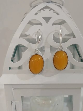 Pendientes de Ágata Amarilla y Plata