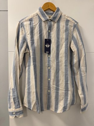 Camisa Dockers Rayas Azul y Blanco Talla S