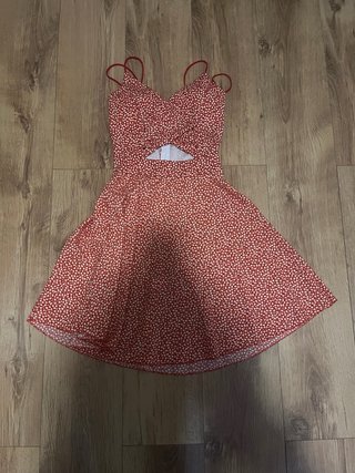 Vestido corto flores rojo tirantes cruzados S