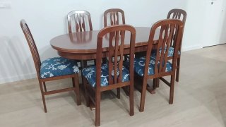 Mesa de Salón de madera extensible con 6 Sillas