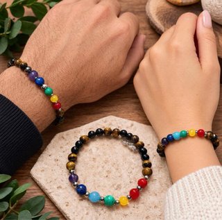 Pulsera 7 Chakras con Ojo de Tigre y Turmalina