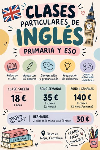 ¡CLASES PARTICULARES DE INGLÉS EN NOJA!