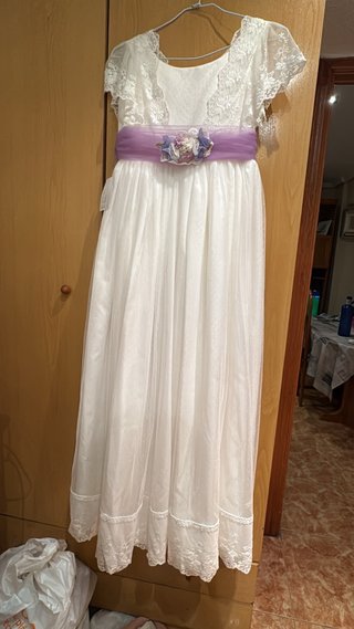 Vestido de comunión blanco con fajín