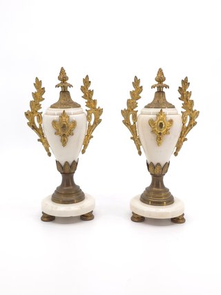 Cassolette Marmo Bianco E Bronzo Dorato 800 Vasi