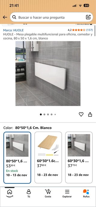 Mesa Plegable de Pared HUOLE