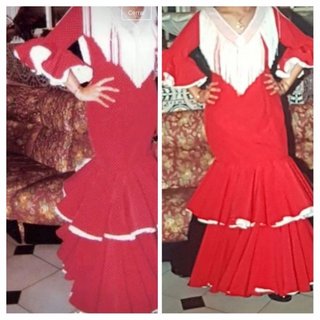 Traje de flamenca rojo y blanco
